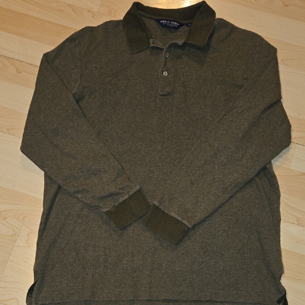 Vintage Polo Golf Ralph Lauren Olive Green Longsleeve Collared Shirt Large